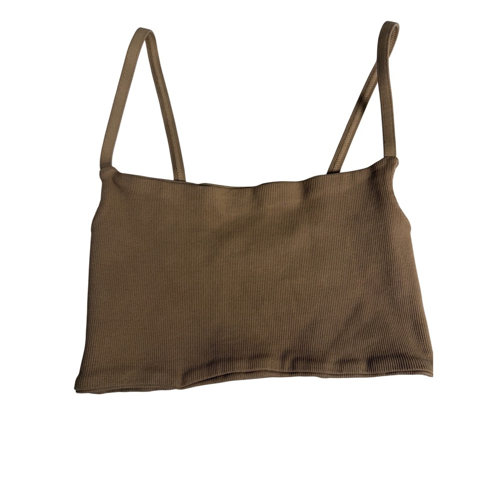 FP Movement x Hatch Ribbed Crop Cami‎ Top Brown Seamless Square Neck XS S
